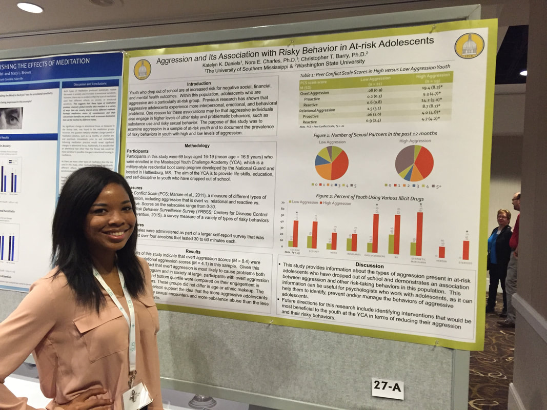Katelyn Daniels presenting research done in Dr. Nora Charles' Youth Substance Use and Risky Behavior Lab
